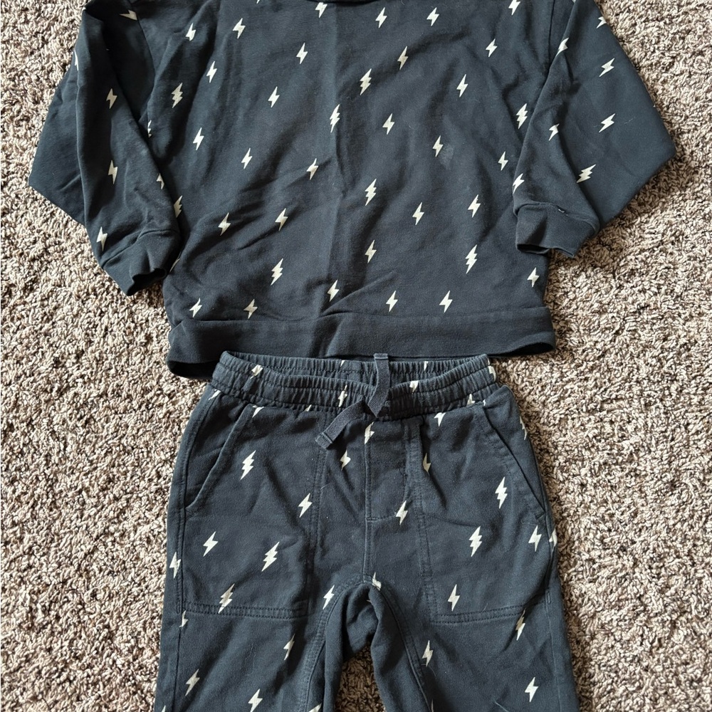 Tea Collection Black Lightning Bolt Kids Matching Set